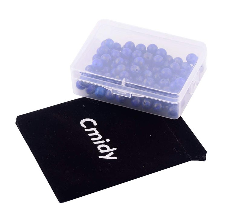 Cmidy Natural Stone Beads 100pcs 6mm Lapis Lazuli Round Genuine Real Stone Beading Loose Gemstone Hole Size 1mm DIY Charm Smooth Beads for Bracelet Necklace Earrings Jewelry Making (Lapis Lazuli Blue  6mm) - Image 5